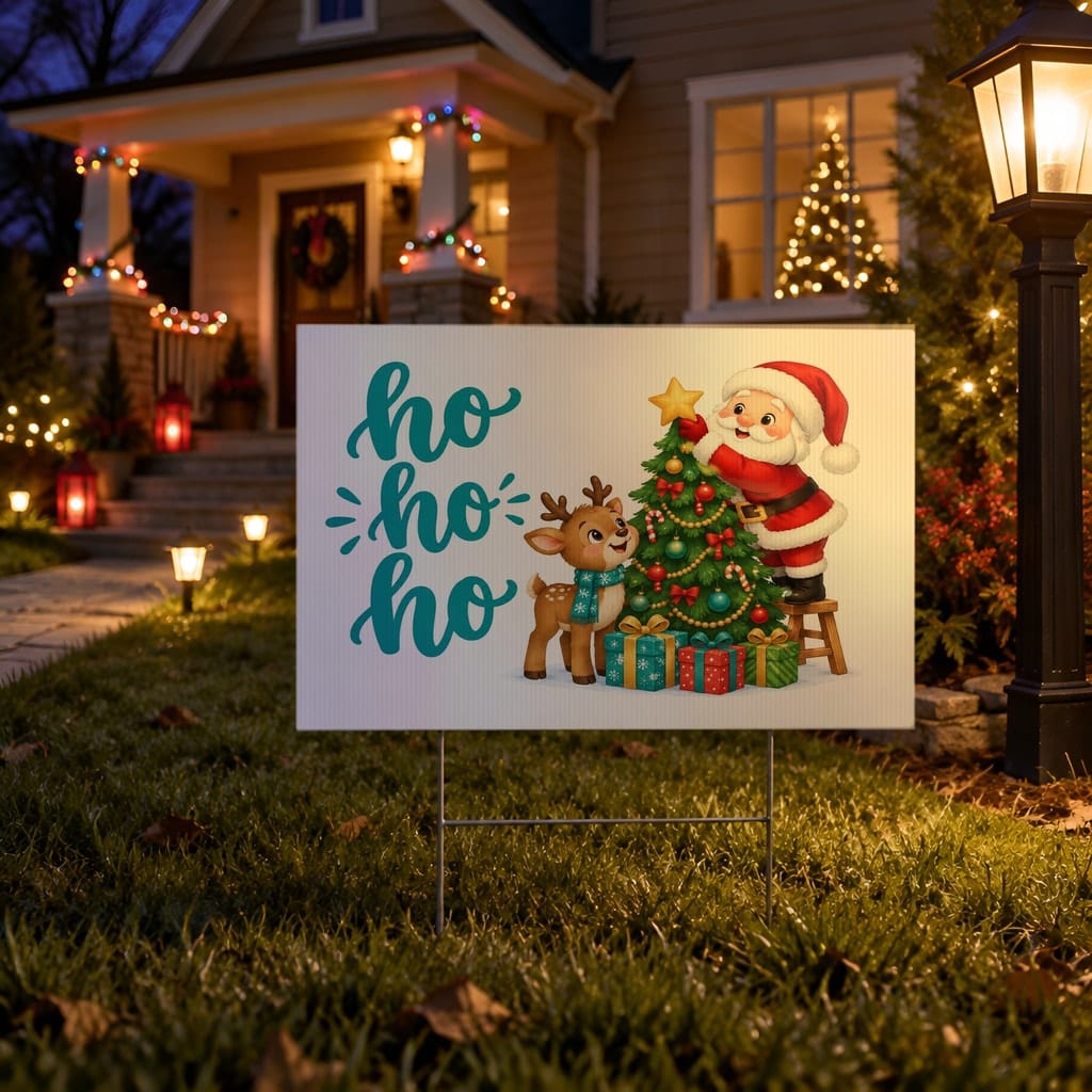 Christmas Yard Sign Mockup Bundle — 20 Horizontal 24x18 Yard Sign PSD Mockups: mockup scene 6 of 20