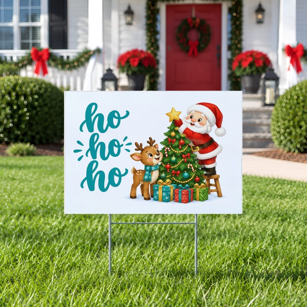 Christmas Yard Sign Mockup Bundle — 20 Horizontal 24x18 Yard Sign PSD Mockups: mockup scene 8 of 20