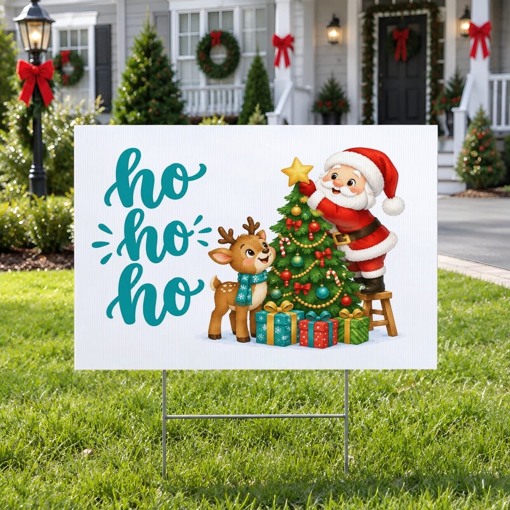 Christmas Yard Sign Mockup Bundle — 20 Horizontal 24x18 Yard Sign PSD Mockups: mockup scene 9 of 20
