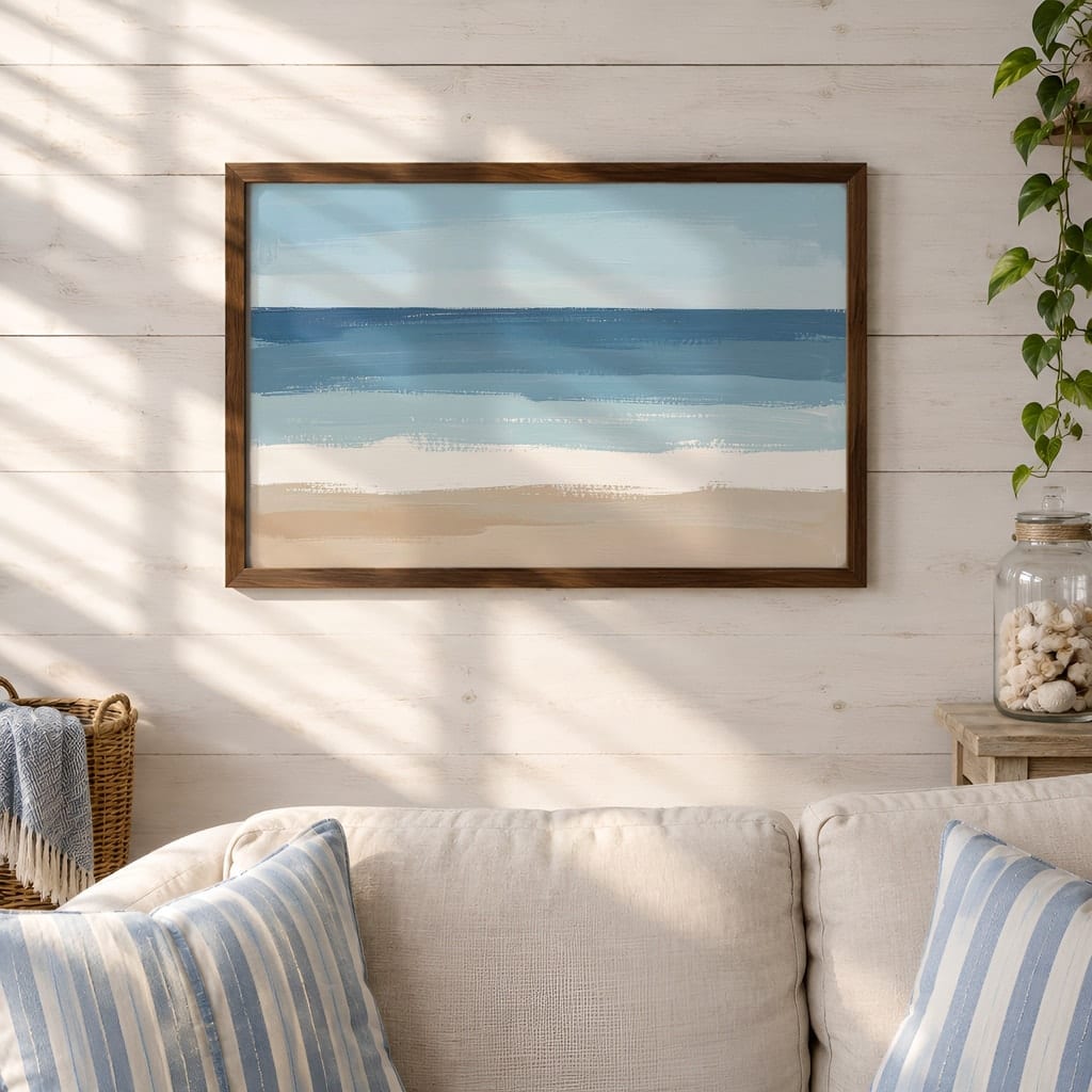 Coastal Frame Mockup Bundle — 40 Horizontal Beach House Wall Art PSD Mockups — first mockup scene from the pack