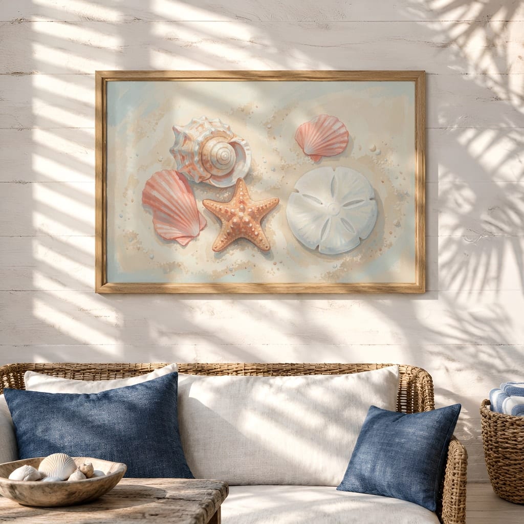 Coastal Frame Mockup Bundle — 40 Horizontal Beach House Wall Art PSD Mockups: mockup scene 10 of 40