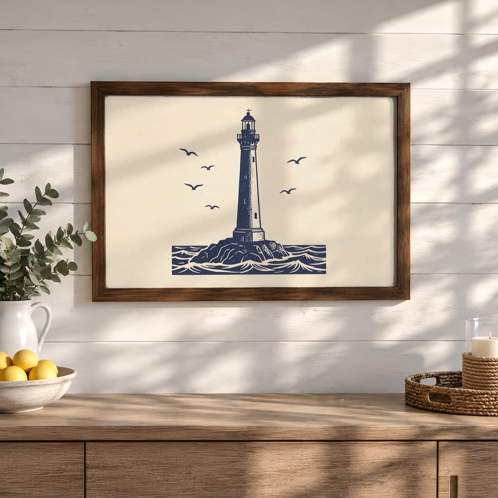 Coastal Frame Mockup Bundle — 40 Horizontal Beach House Wall Art PSD Mockups: mockup scene 12 of 40