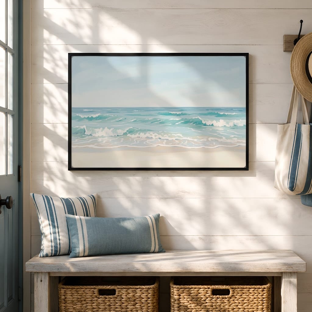 Coastal Frame Mockup Bundle — 40 Horizontal Beach House Wall Art PSD Mockups: mockup scene 13 of 40