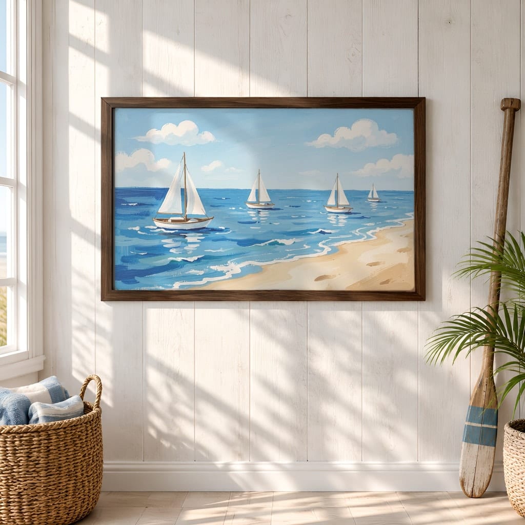 Coastal Frame Mockup Bundle — 40 Horizontal Beach House Wall Art PSD Mockups: mockup scene 15 of 40