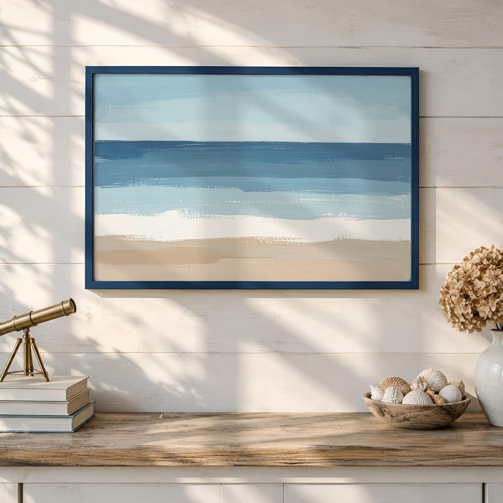 Coastal Frame Mockup Bundle — 40 Horizontal Beach House Wall Art PSD Mockups: mockup scene 16 of 40