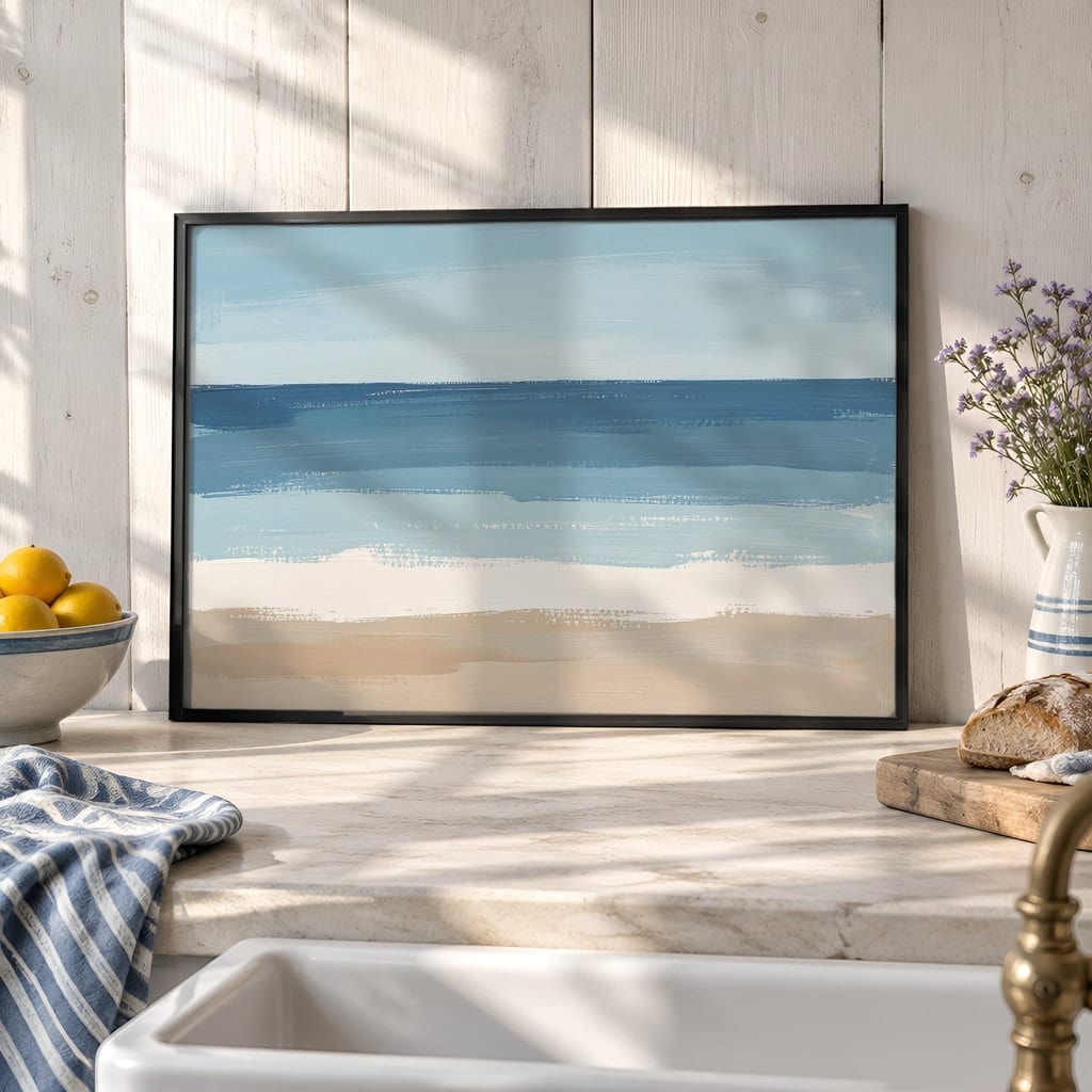 Coastal Frame Mockup Bundle — 40 Horizontal Beach House Wall Art PSD Mockups: mockup scene 17 of 40