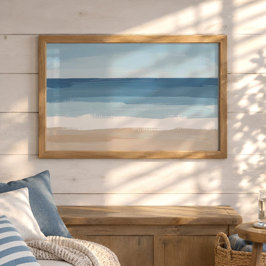 Coastal Frame Mockup Bundle — 40 Horizontal Beach House Wall Art PSD Mockups: mockup scene 19 of 40
