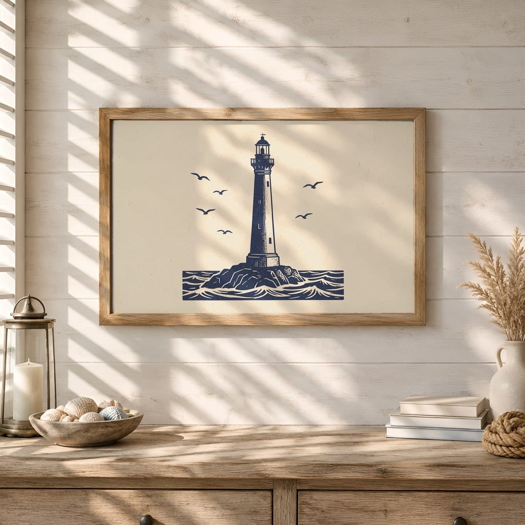 Coastal Frame Mockup Bundle — 40 Horizontal Beach House Wall Art PSD Mockups: mockup scene 2 of 40