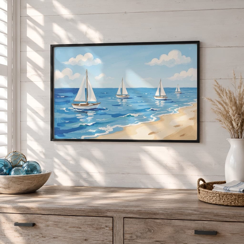 Coastal Frame Mockup Bundle — 40 Horizontal Beach House Wall Art PSD Mockups: mockup scene 21 of 40