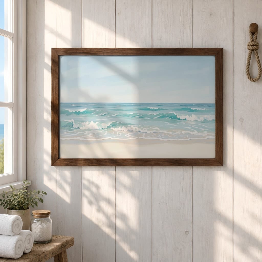 Coastal Frame Mockup Bundle — 40 Horizontal Beach House Wall Art PSD Mockups: mockup scene 22 of 40