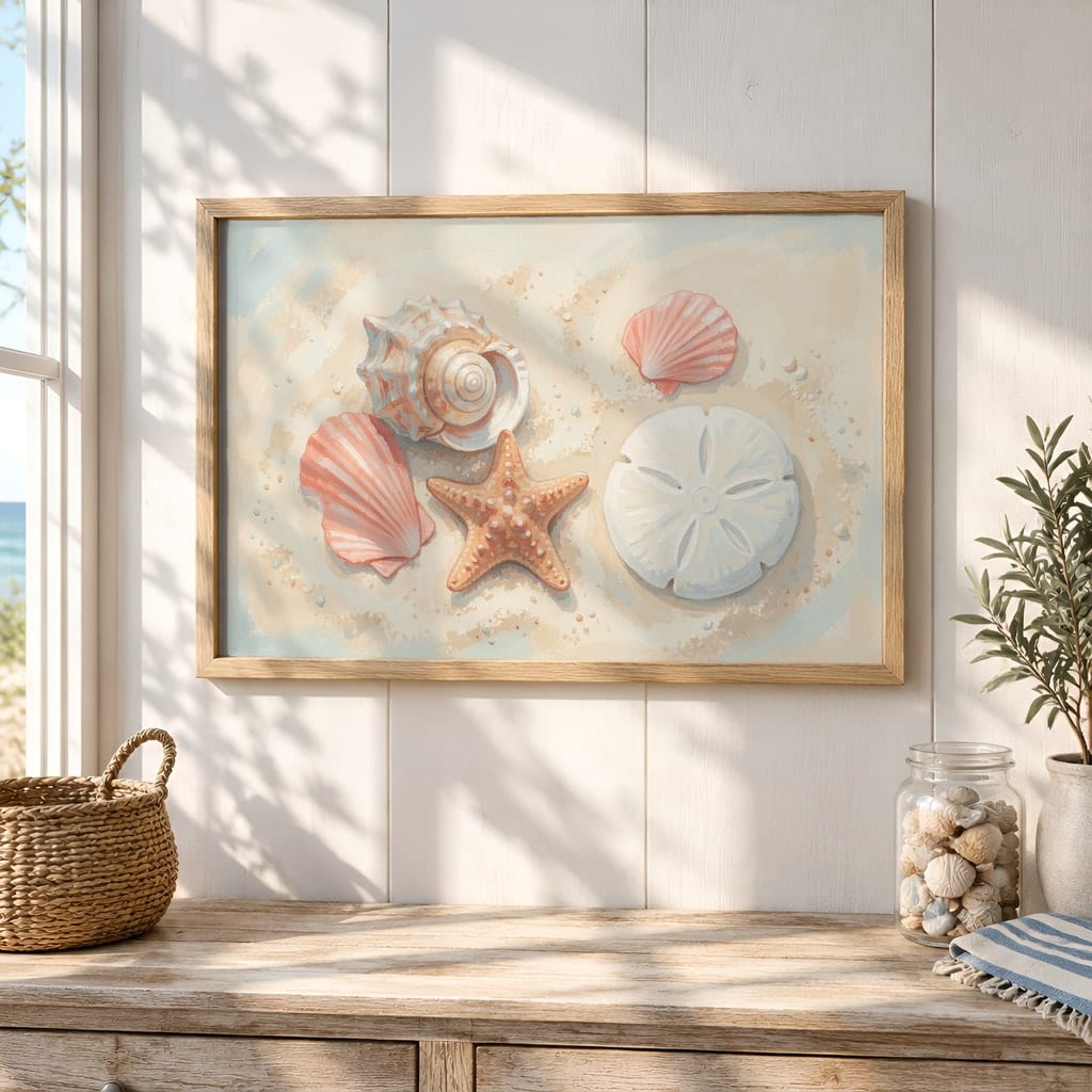 Coastal Frame Mockup Bundle — 40 Horizontal Beach House Wall Art PSD Mockups: mockup scene 23 of 40
