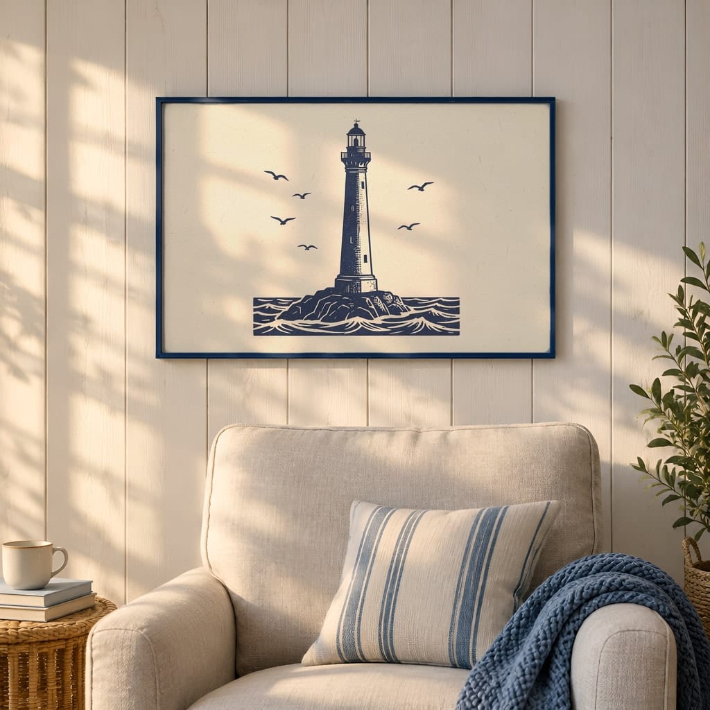 Coastal Frame Mockup Bundle — 40 Horizontal Beach House Wall Art PSD Mockups: mockup scene 24 of 40