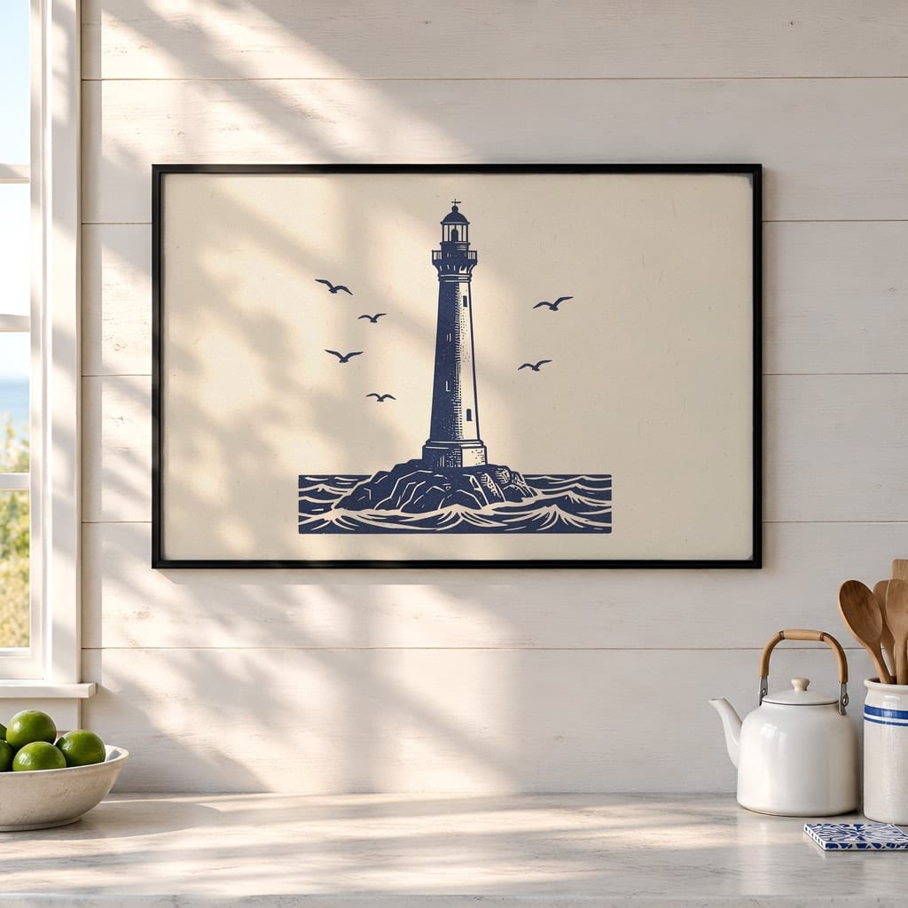 Coastal Frame Mockup Bundle — 40 Horizontal Beach House Wall Art PSD Mockups: mockup scene 25 of 40