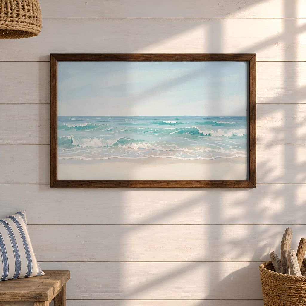 Coastal Frame Mockup Bundle — 40 Horizontal Beach House Wall Art PSD Mockups: mockup scene 26 of 40