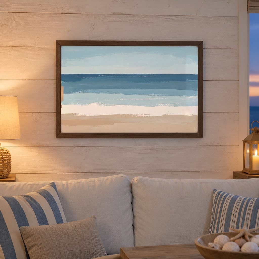 Coastal Frame Mockup Bundle — 40 Horizontal Beach House Wall Art PSD Mockups: mockup scene 27 of 40