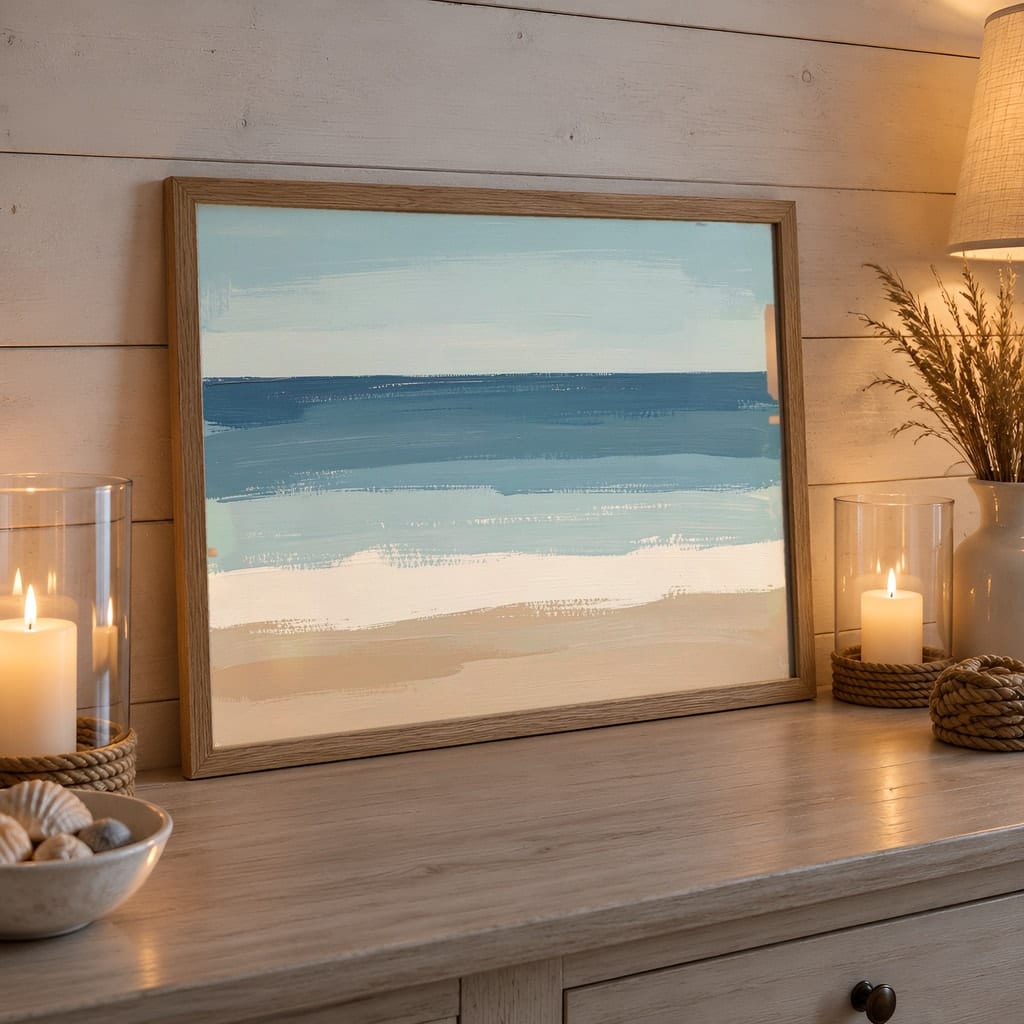Coastal Frame Mockup Bundle — 40 Horizontal Beach House Wall Art PSD Mockups: mockup scene 28 of 40
