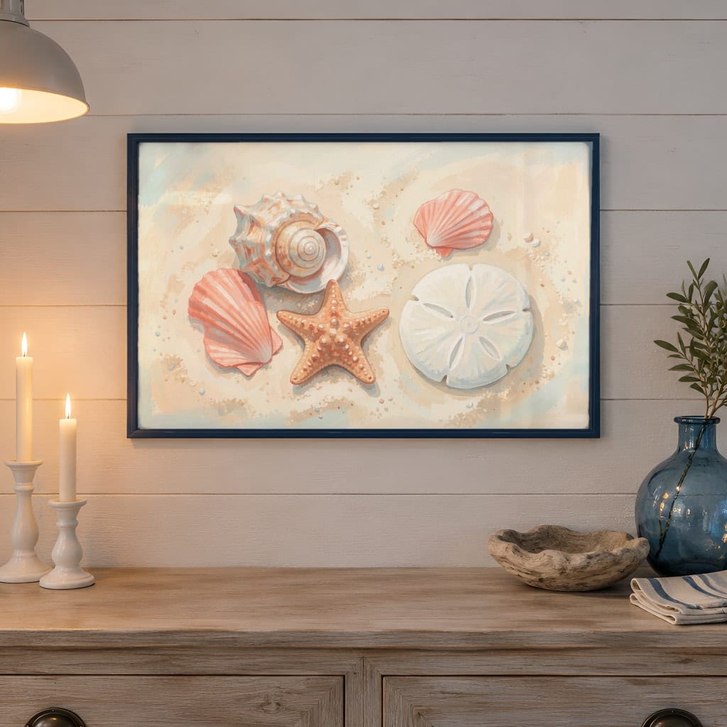 Coastal Frame Mockup Bundle — 40 Horizontal Beach House Wall Art PSD Mockups: mockup scene 29 of 40