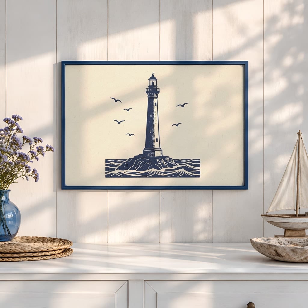 Coastal Frame Mockup Bundle — 40 Horizontal Beach House Wall Art PSD Mockups: mockup scene 3 of 40