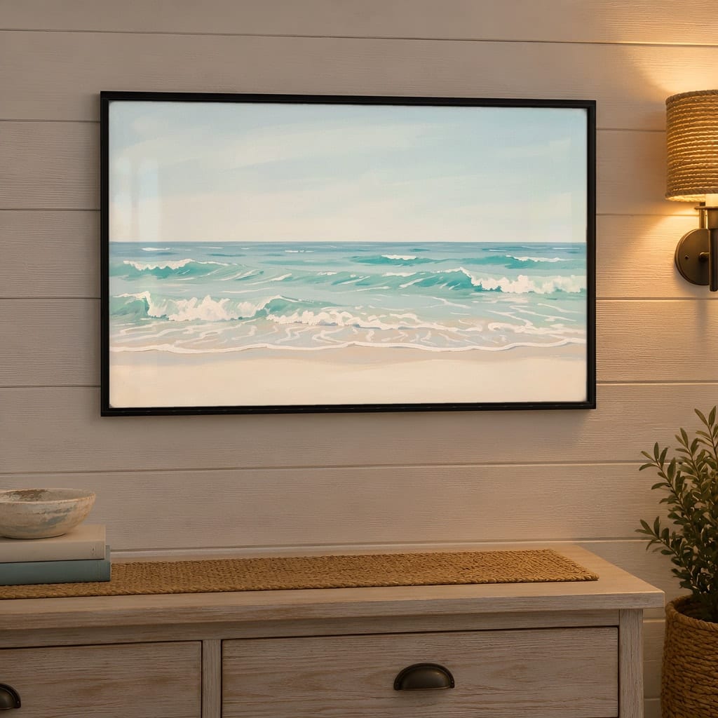 Coastal Frame Mockup Bundle — 40 Horizontal Beach House Wall Art PSD Mockups: mockup scene 30 of 40