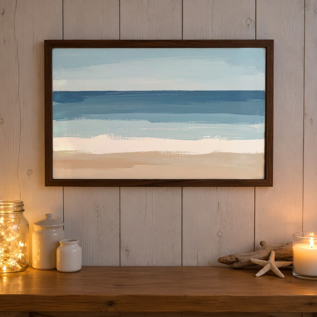 Coastal Frame Mockup Bundle — 40 Horizontal Beach House Wall Art PSD Mockups: mockup scene 31 of 40