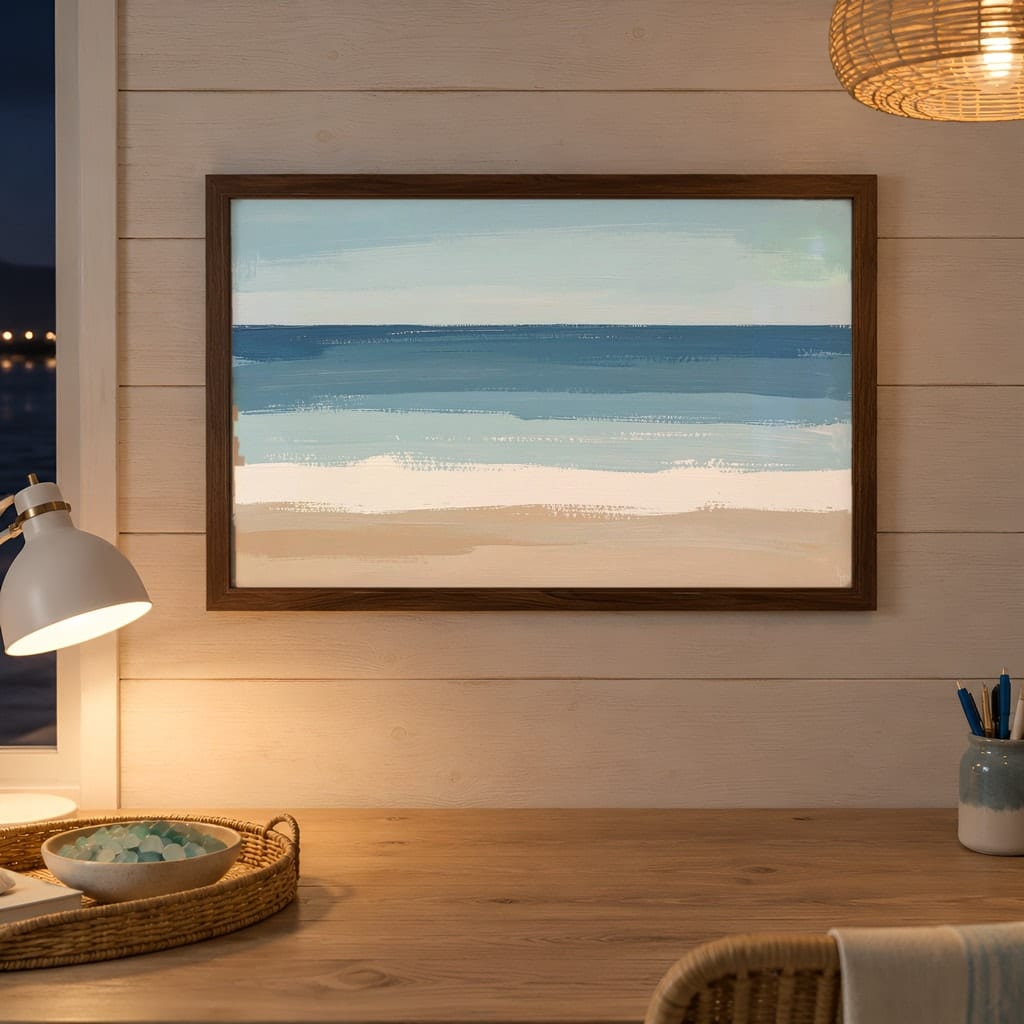 Coastal Frame Mockup Bundle — 40 Horizontal Beach House Wall Art PSD Mockups: mockup scene 34 of 40