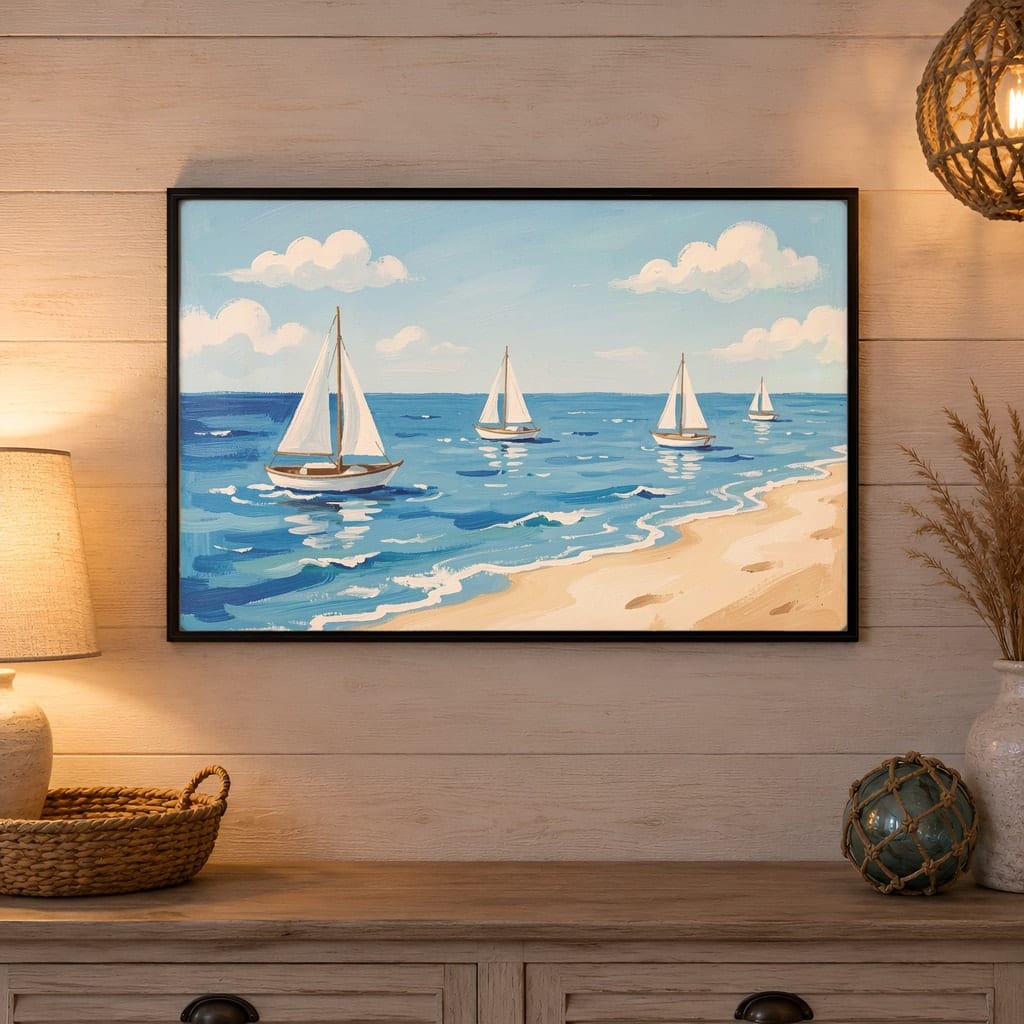 Coastal Frame Mockup Bundle — 40 Horizontal Beach House Wall Art PSD Mockups: mockup scene 35 of 40