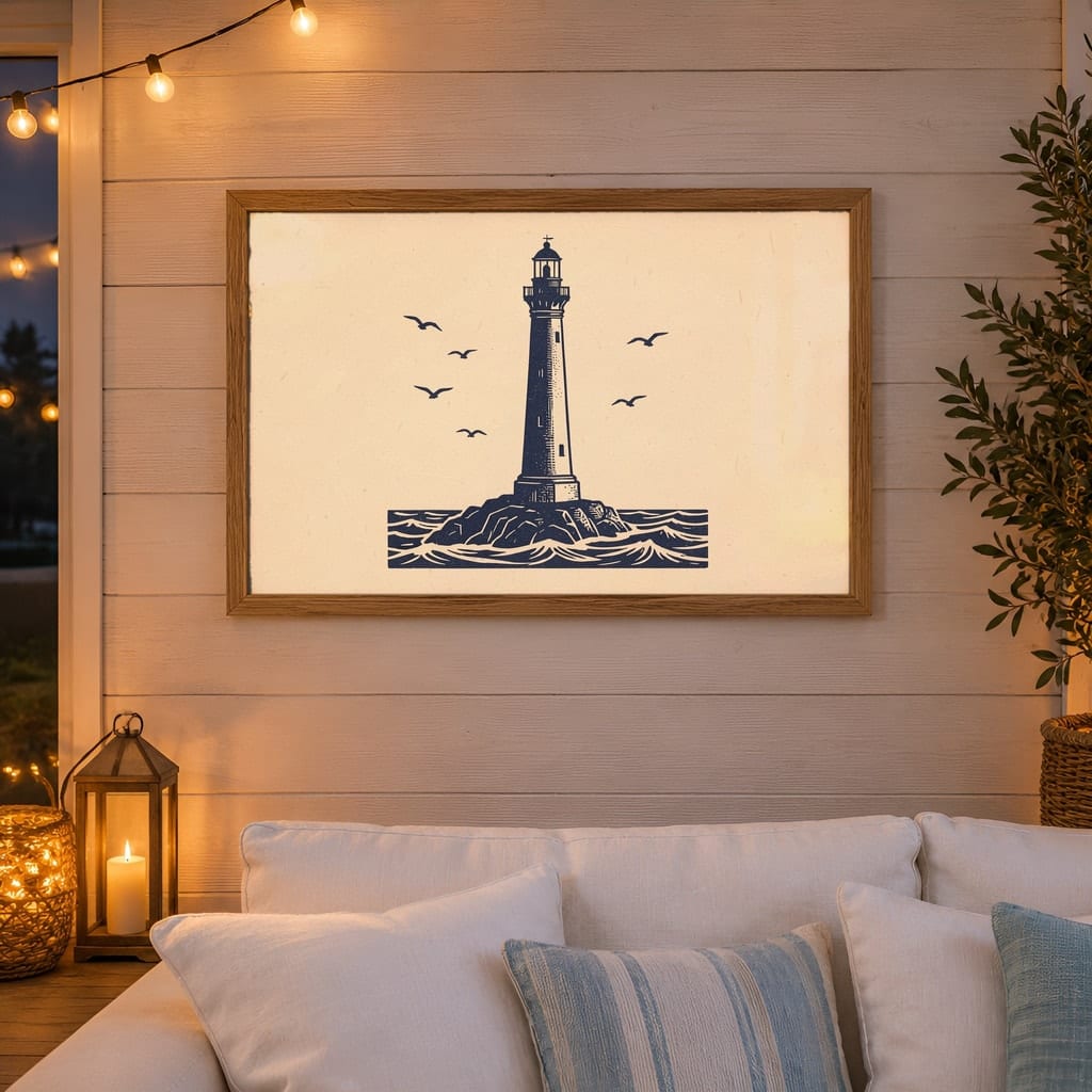 Coastal Frame Mockup Bundle — 40 Horizontal Beach House Wall Art PSD Mockups: mockup scene 36 of 40