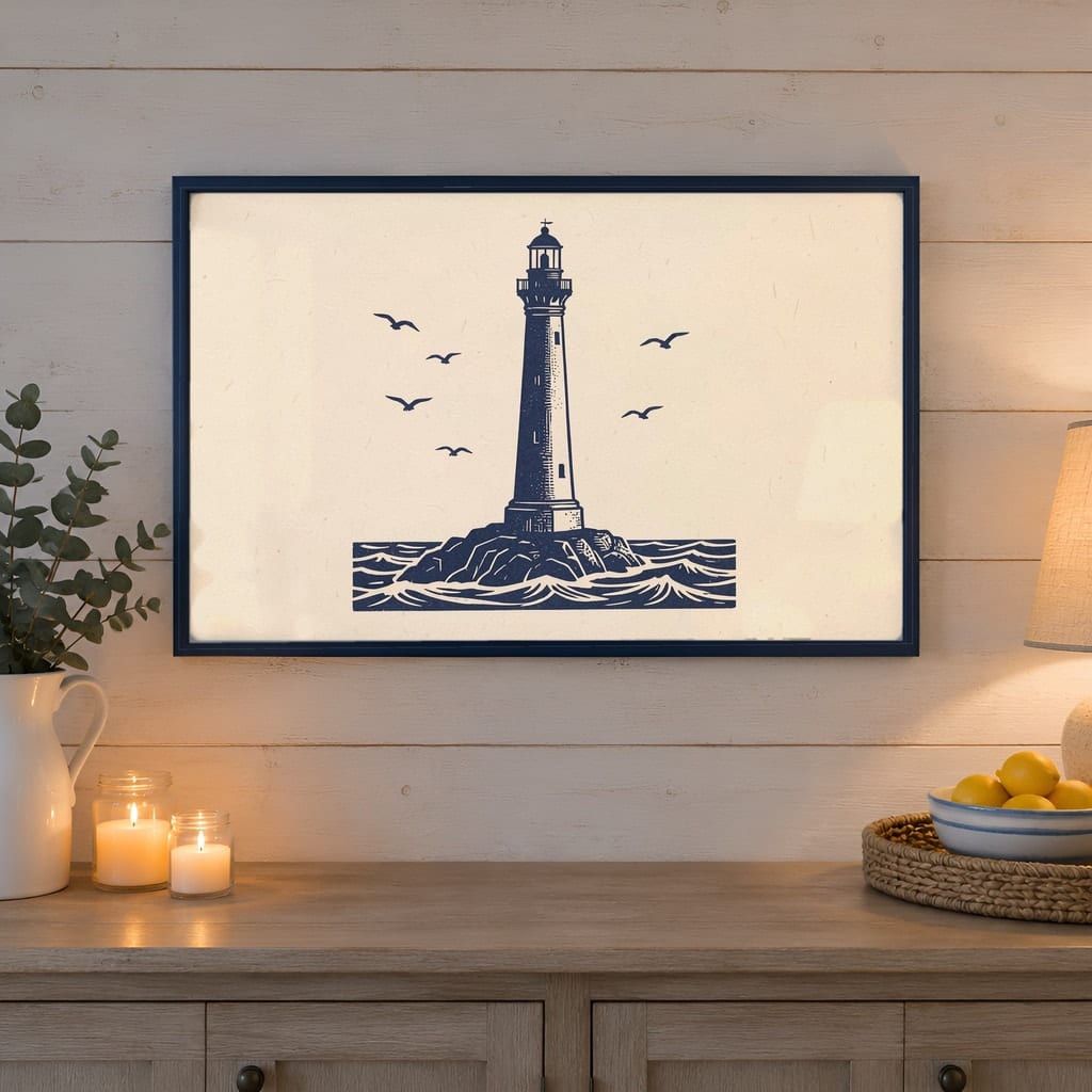Coastal Frame Mockup Bundle — 40 Horizontal Beach House Wall Art PSD Mockups: mockup scene 37 of 40