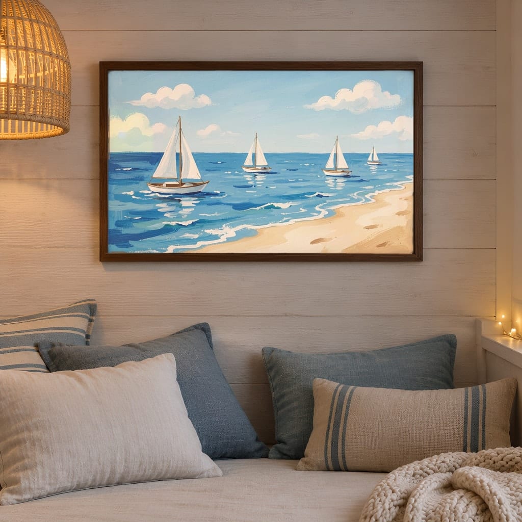 Coastal Frame Mockup Bundle — 40 Horizontal Beach House Wall Art PSD Mockups: mockup scene 38 of 40