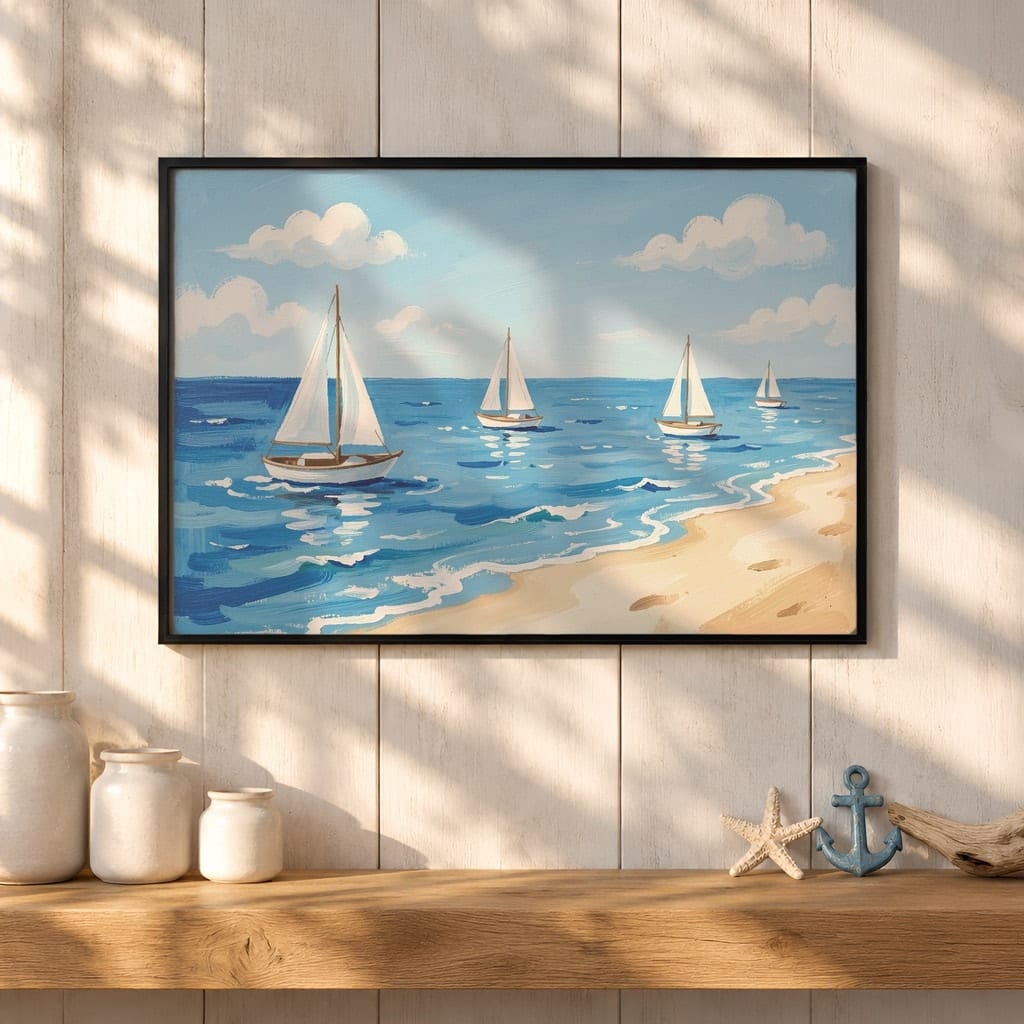 Coastal Frame Mockup Bundle — 40 Horizontal Beach House Wall Art PSD Mockups: mockup scene 5 of 40