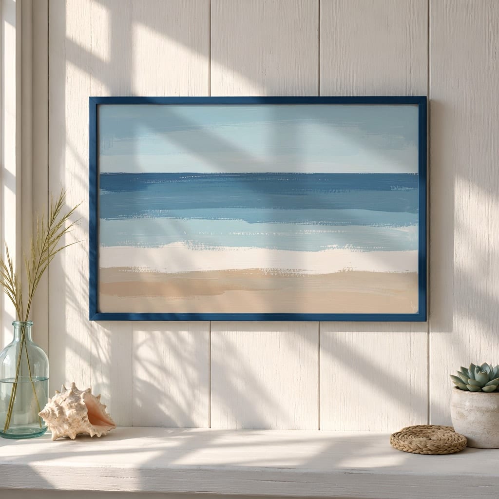 Coastal Frame Mockup Bundle — 40 Horizontal Beach House Wall Art PSD Mockups: mockup scene 7 of 40