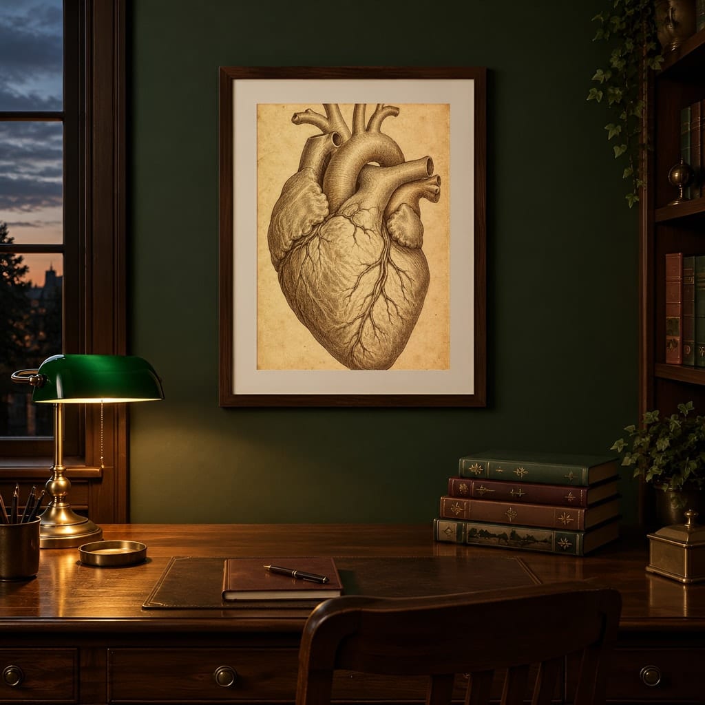 Dark Academia Frame Mockup — Single Home Study Wall Art PSD Templates (20 Scenes) — first mockup scene from the pack