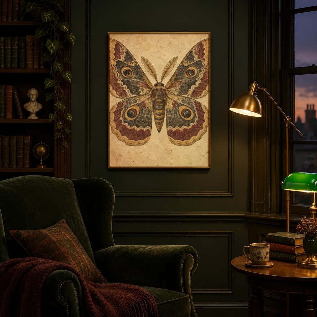 Dark Academia Frame Mockup — Single Home Study Wall Art PSD Templates (20 Scenes): mockup scene 10 of 20