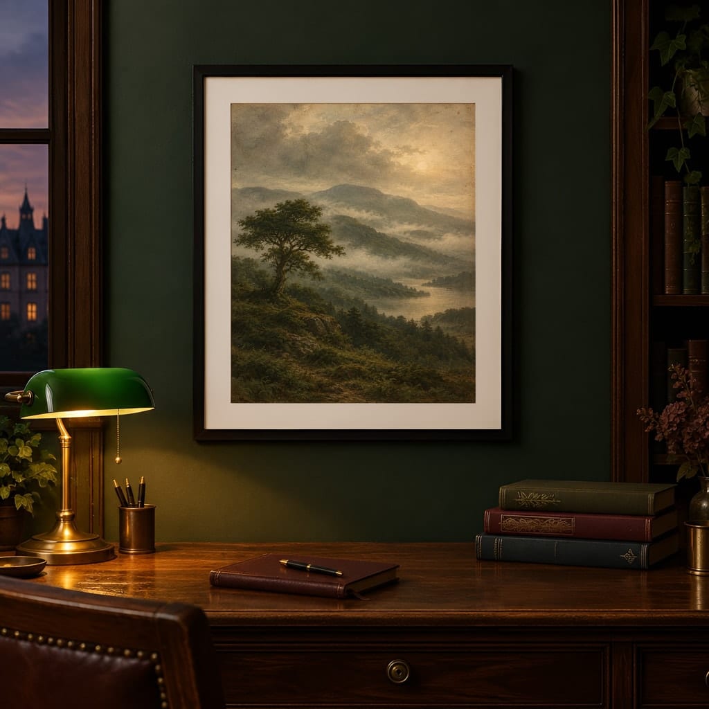 Dark Academia Frame Mockup — Single Home Study Wall Art PSD Templates (20 Scenes): mockup scene 11 of 20