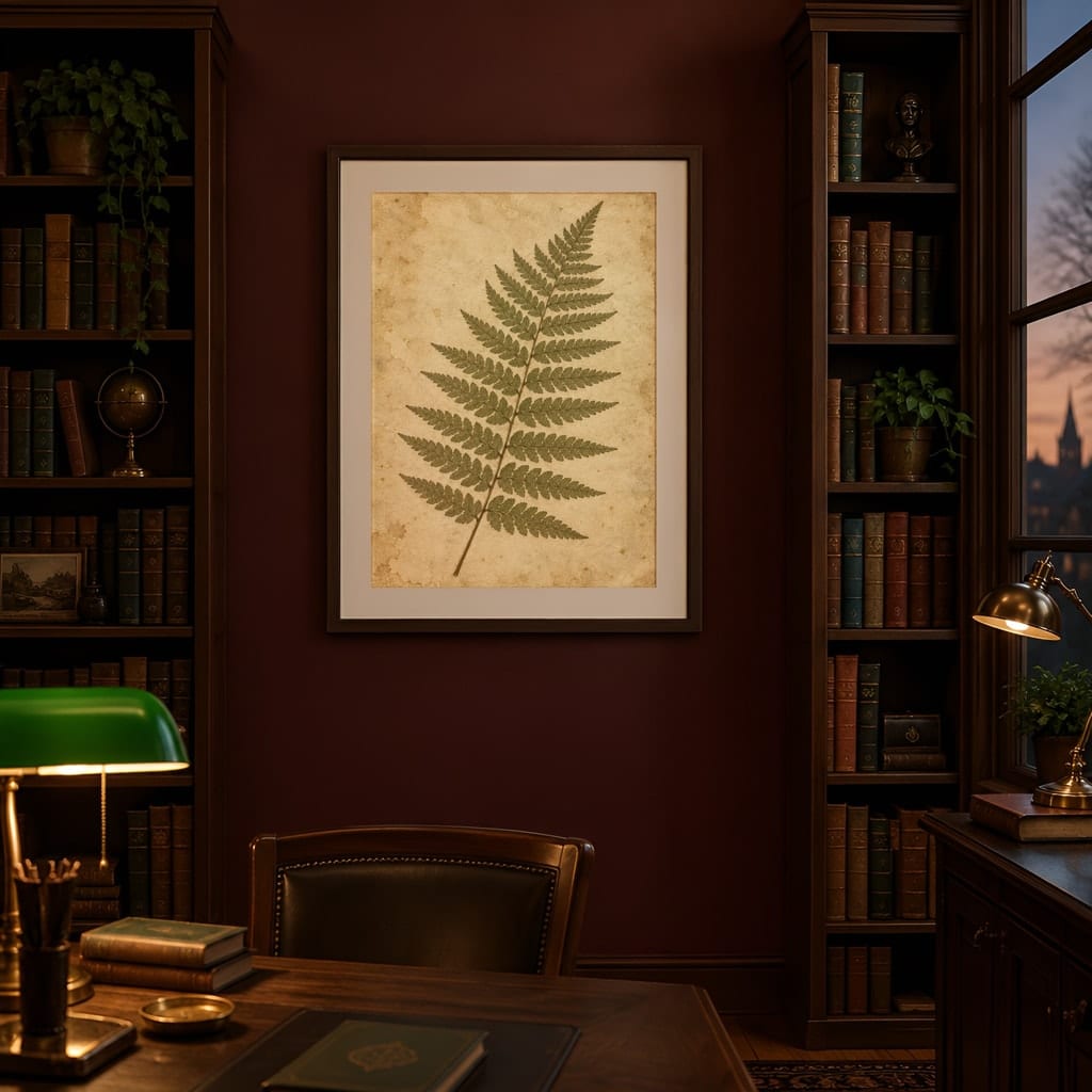 Dark Academia Frame Mockup — Single Home Study Wall Art PSD Templates (20 Scenes): mockup scene 13 of 20