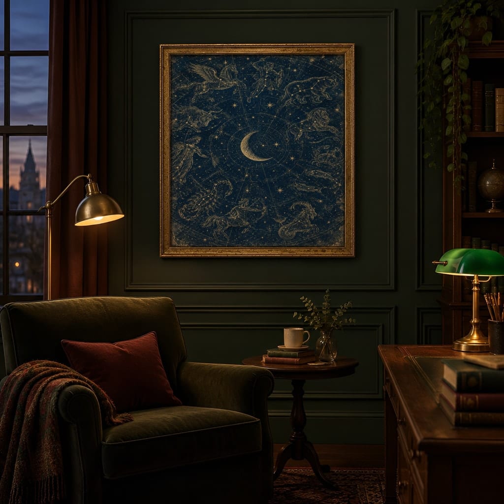 Dark Academia Frame Mockup — Single Home Study Wall Art PSD Templates (20 Scenes): mockup scene 20 of 20