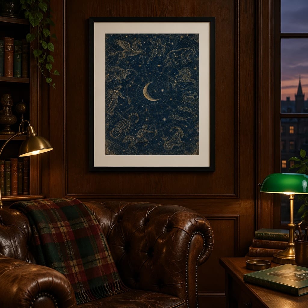 Dark Academia Frame Mockup — Single Home Study Wall Art PSD Templates (20 Scenes): mockup scene 7 of 20