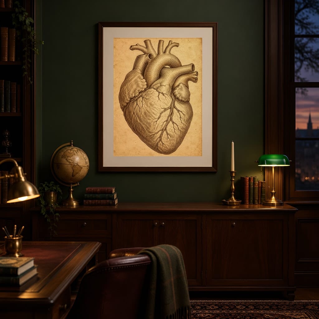 Dark Academia Frame Mockup — Single Home Study Wall Art PSD Templates (20 Scenes): mockup scene 9 of 20
