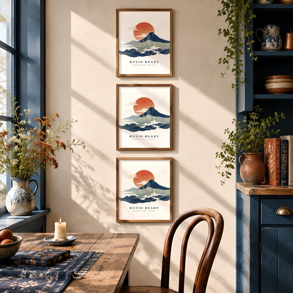 Kitchen Gallery Wall Mockup — Dark Cottagecore Frame Set PSD Templates (20 Scenes): mockup scene 11 of 20