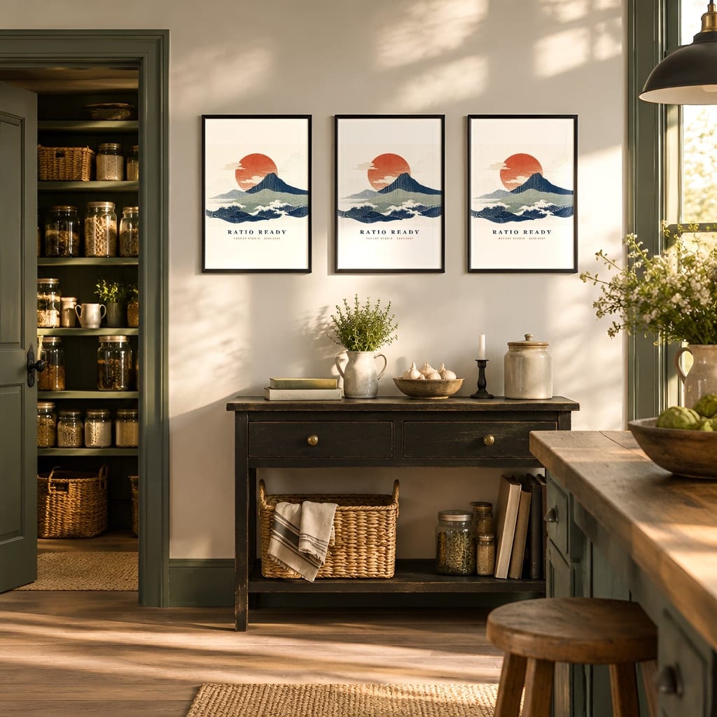 Kitchen Gallery Wall Mockup — Dark Cottagecore Frame Set PSD Templates (20 Scenes): mockup scene 12 of 20