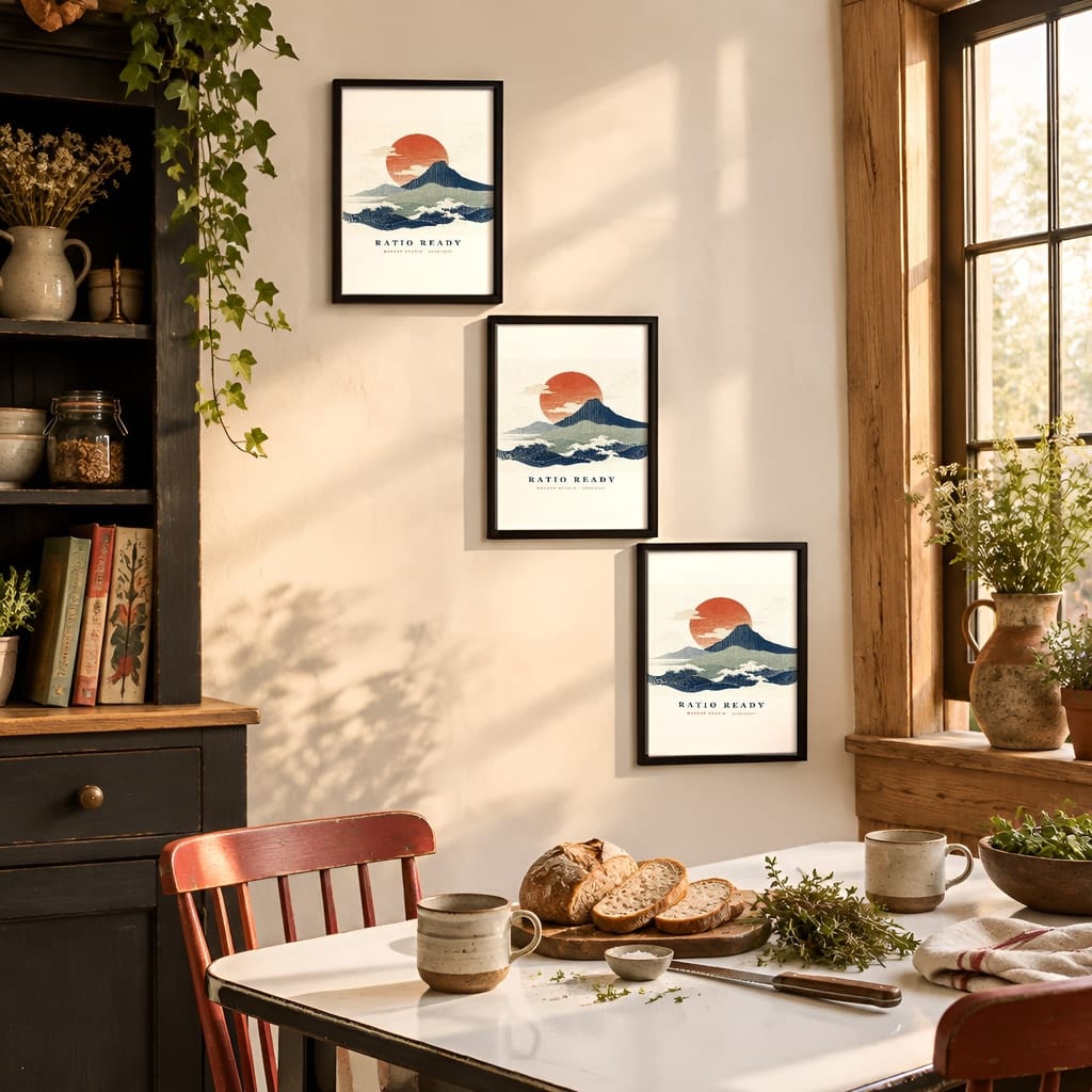 Kitchen Gallery Wall Mockup — Dark Cottagecore Frame Set PSD Templates (20 Scenes): mockup scene 15 of 20