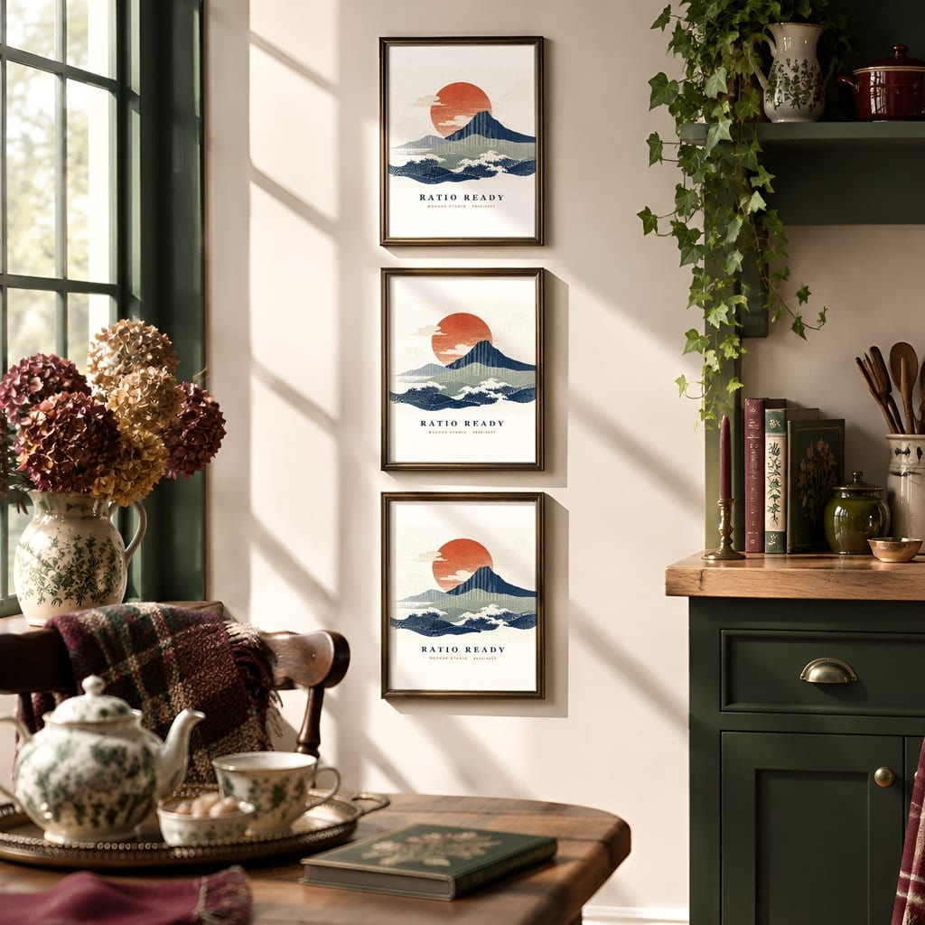 Kitchen Gallery Wall Mockup — Dark Cottagecore Frame Set PSD Templates (20 Scenes): mockup scene 20 of 20