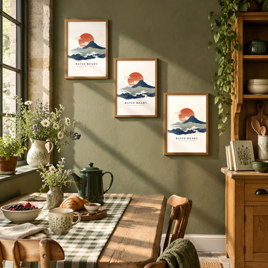 Kitchen Gallery Wall Mockup — Dark Cottagecore Frame Set PSD Templates (20 Scenes): mockup scene 3 of 20