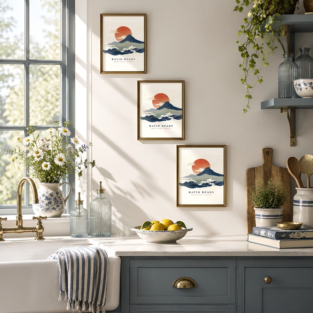 Kitchen Gallery Wall Mockup — Dark Cottagecore Frame Set PSD Templates (20 Scenes): mockup scene 4 of 20