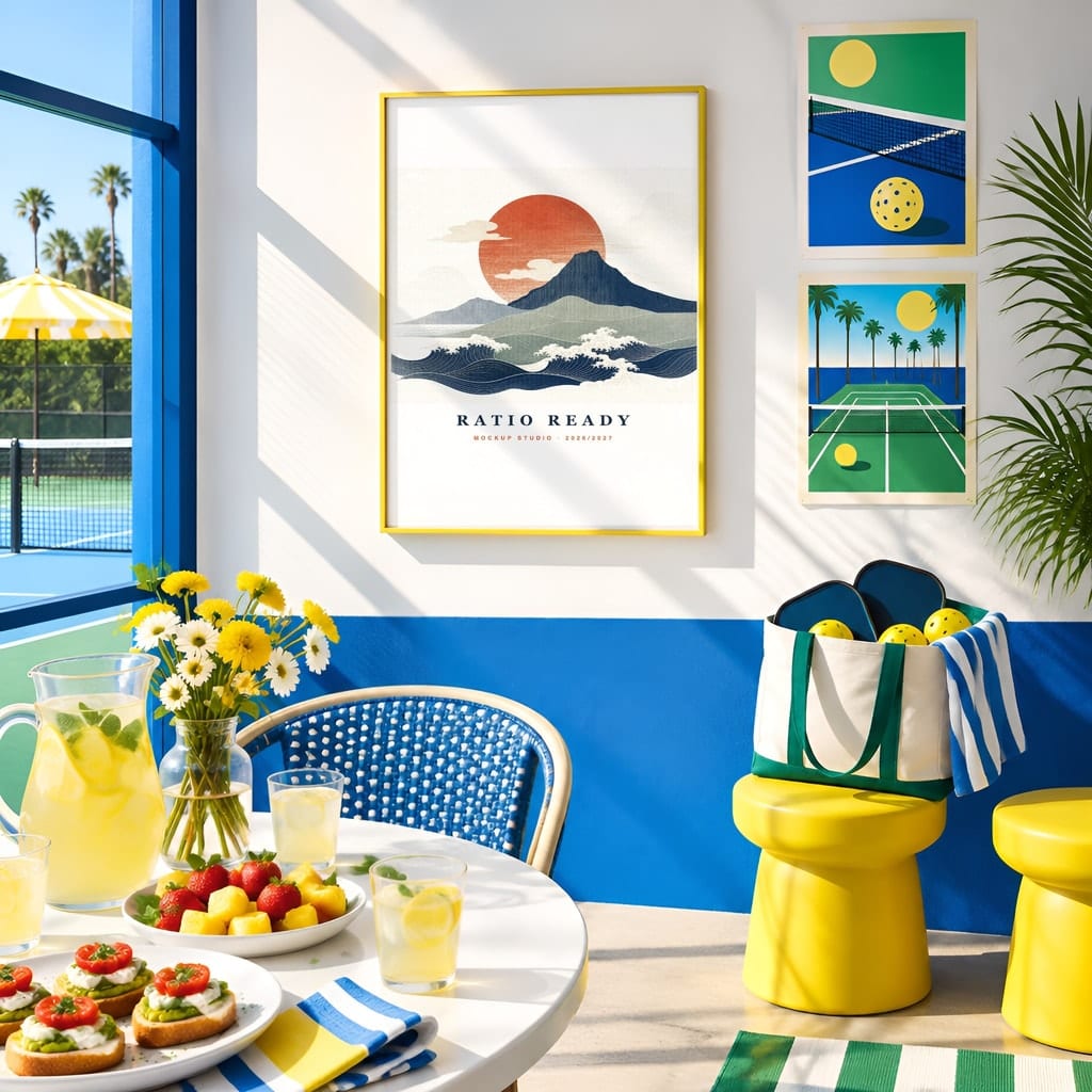 Pickleball Wall Art Mockup Bundle — Sports Poster and Gallery Frame PSD Templates (40 Scenes): mockup scene 11 of 40