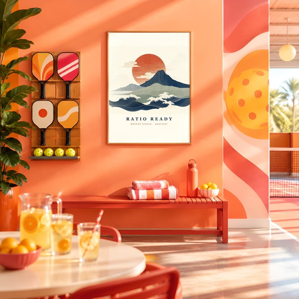 Pickleball Wall Art Mockup Bundle — Sports Poster and Gallery Frame PSD Templates (40 Scenes): mockup scene 12 of 40