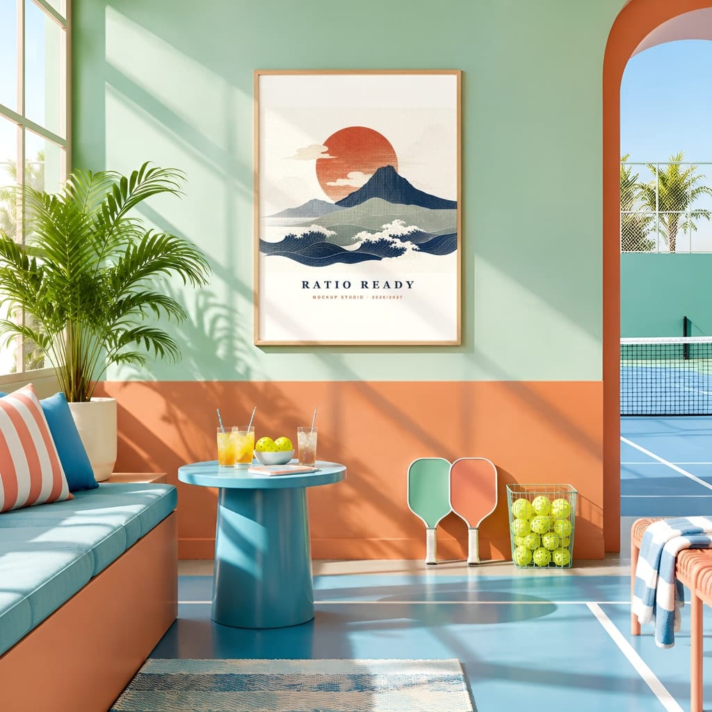Pickleball Wall Art Mockup Bundle — Sports Poster and Gallery Frame PSD Templates (40 Scenes): mockup scene 13 of 40