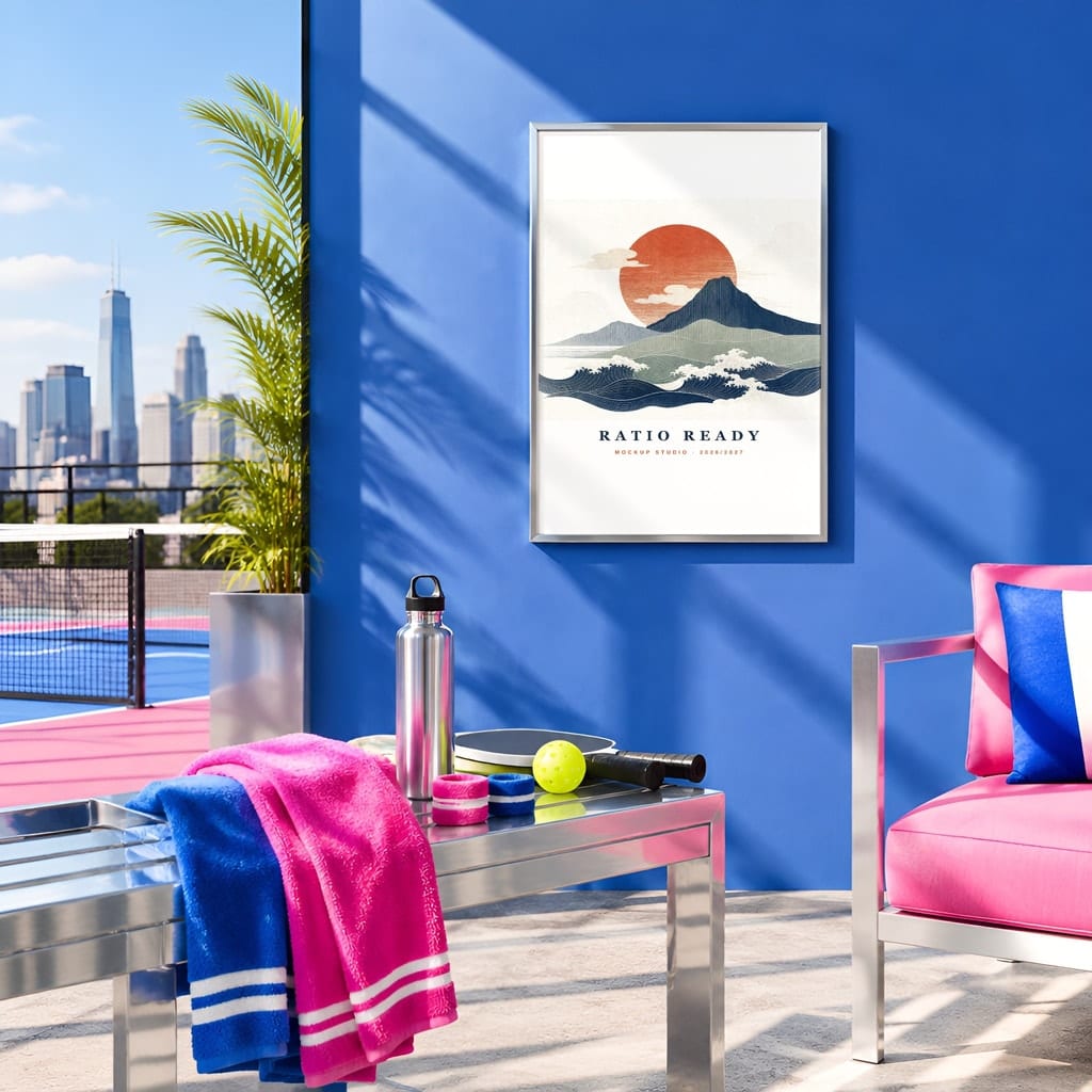 Pickleball Wall Art Mockup Bundle — Sports Poster and Gallery Frame PSD Templates (40 Scenes): mockup scene 14 of 40