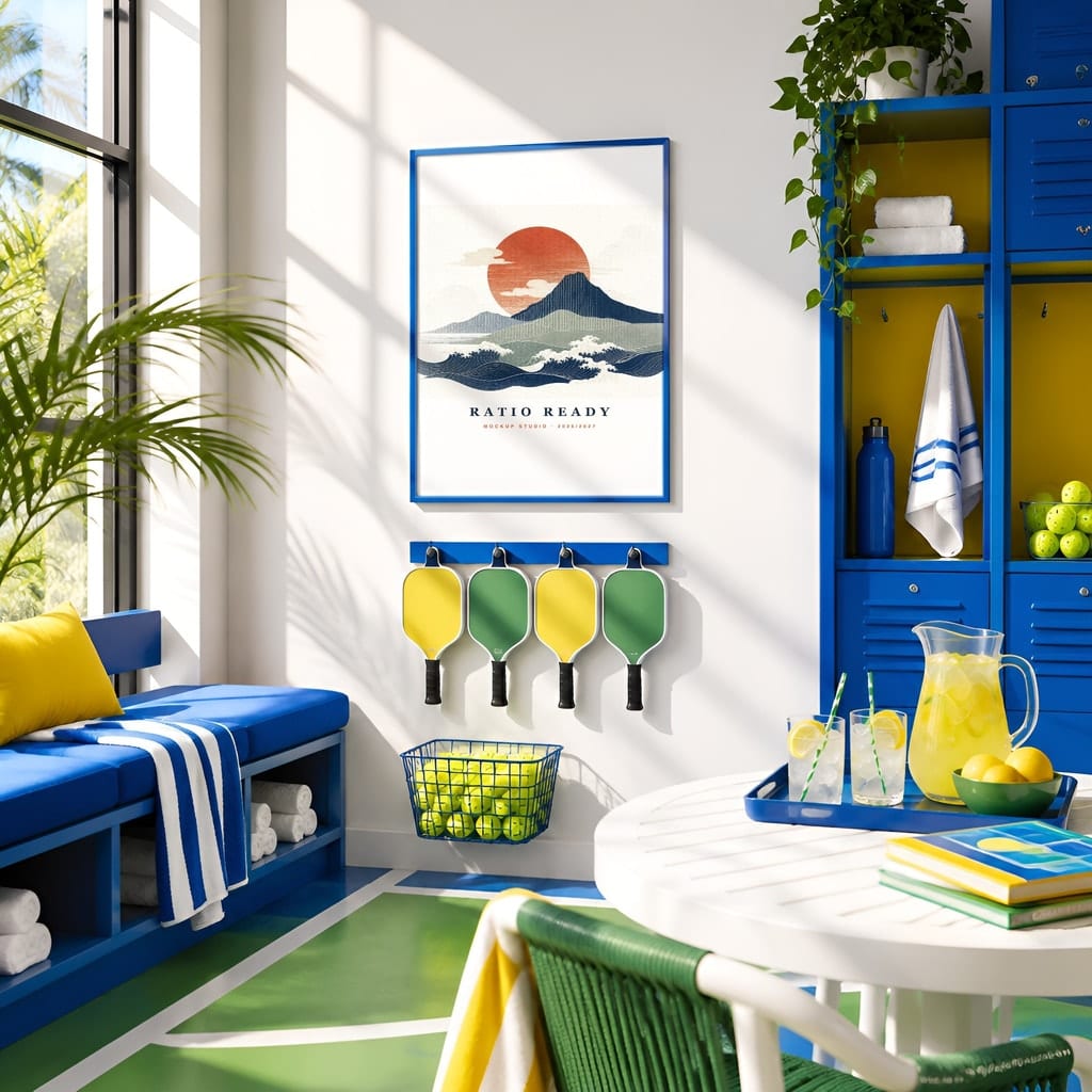 Pickleball Wall Art Mockup Bundle — Sports Poster and Gallery Frame PSD Templates (40 Scenes): mockup scene 16 of 40