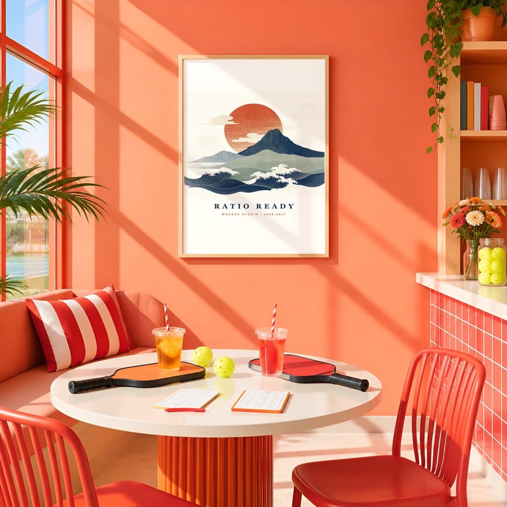 Pickleball Wall Art Mockup Bundle — Sports Poster and Gallery Frame PSD Templates (40 Scenes): mockup scene 17 of 40
